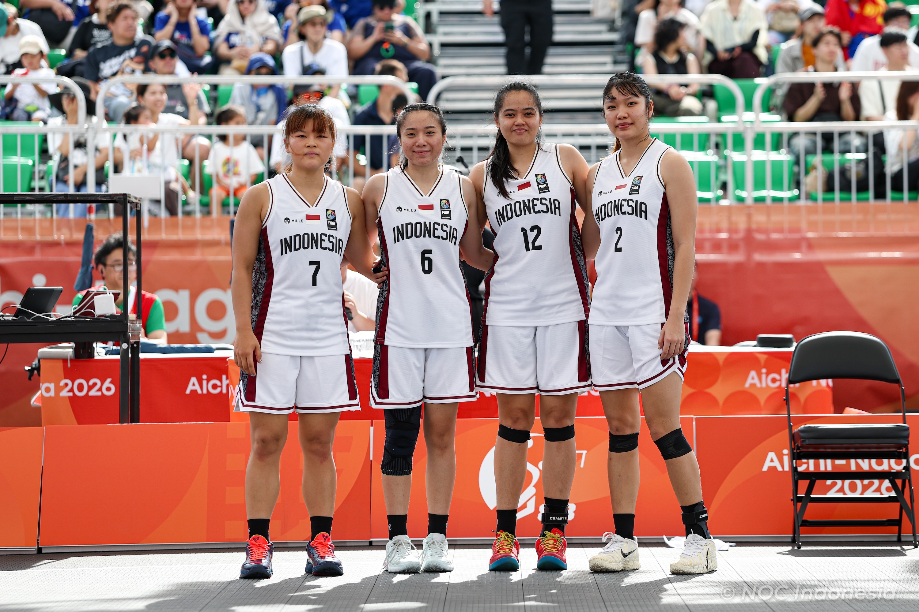 Aksi Timnas Basket 3x3 Putri Indonesia di Asian Games 2026. (NOC Indonesia)