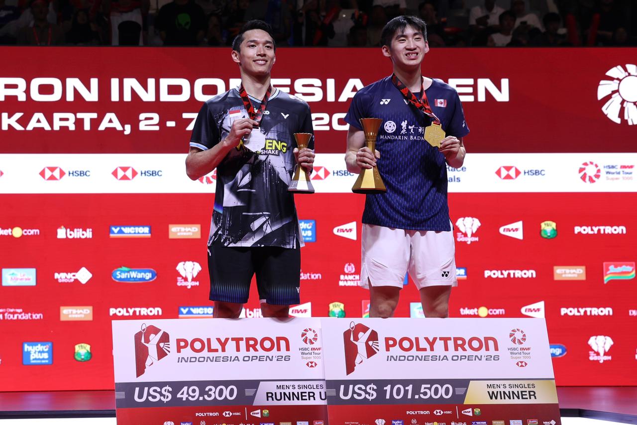 Jonatan Christie dan Victor Lai di Indonesia Open 2026. (PBSI)