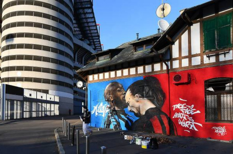 Mural Adu Kepala Ibrahimovic Vs Lukaku Ramaikan Derby della Madonnina