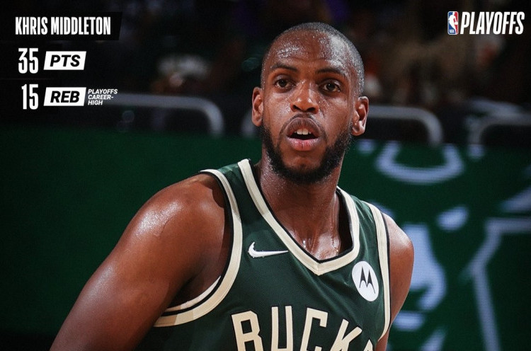 Playoff NBA: Khris Middleton Gemilang, Bucks Tipiskan Jarak dengan Nets