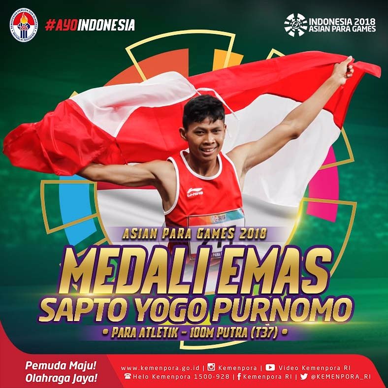 Raup Medali Emas Asian Para Games 2018, Sapto Yogo Belum Pikirkan Paralimpiade 2020