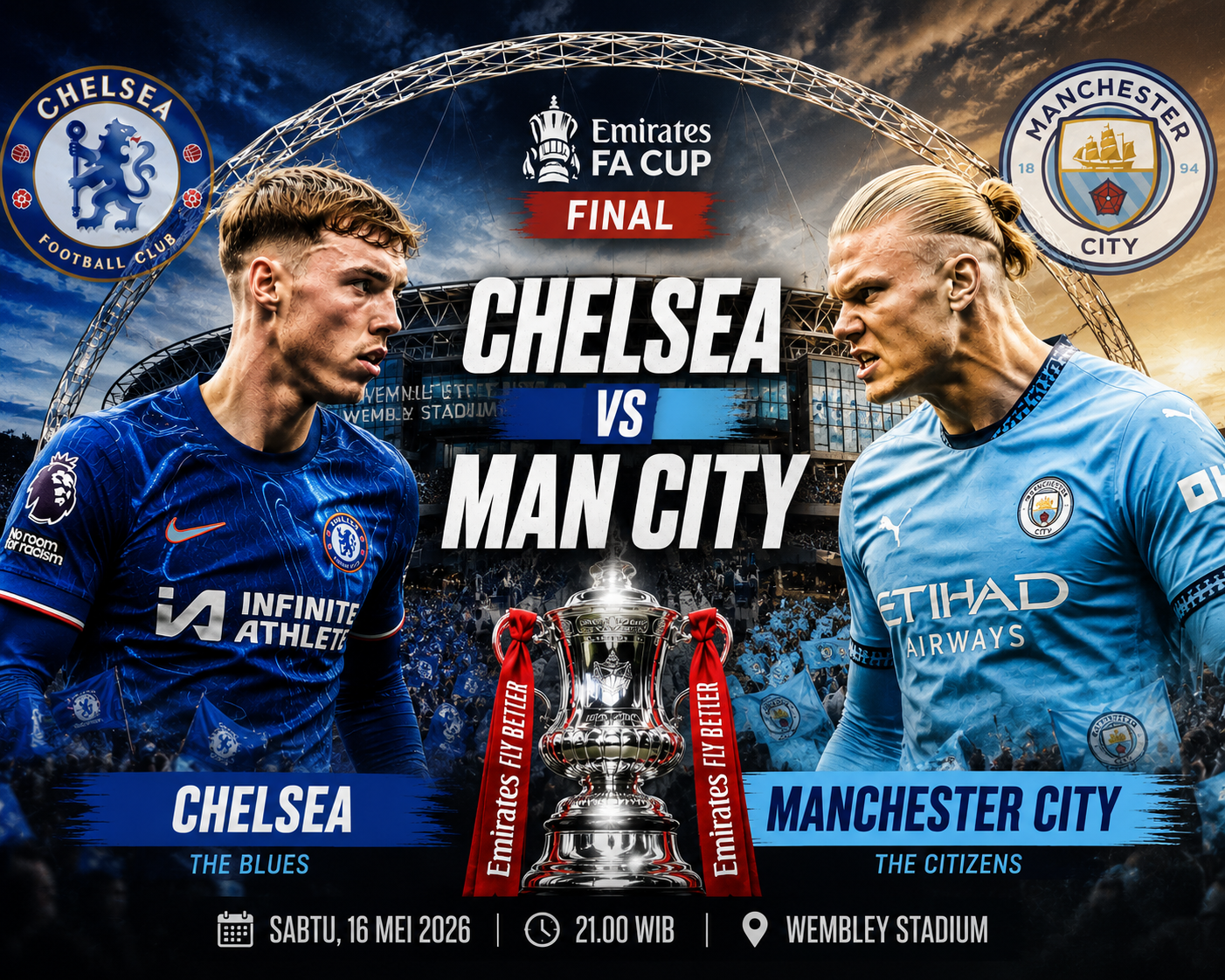 7 Fakta Menarik Menjelang Duel Chelsea vs Manchester City: The Blues Punya Pengalaman Buruk di Final Piala FA