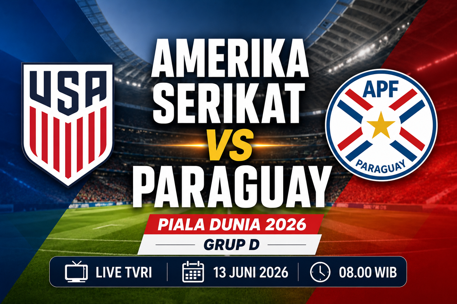 Jadwal Siaran Langsung dan Link Streaming Amerika Serikat vs Paraguay, Live TVRI Sabtu (13/6) Pukul 08.00 WIB