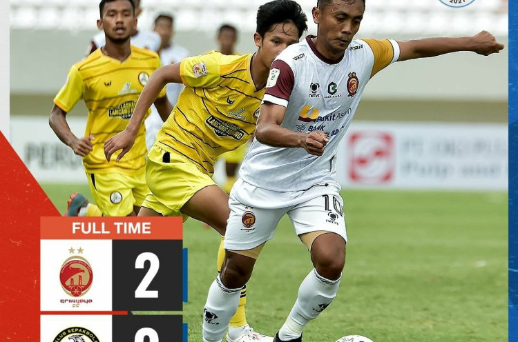 Hasil Liga 2: Sriwijaya FC Raih Kemenangan Keempat Beruntun
