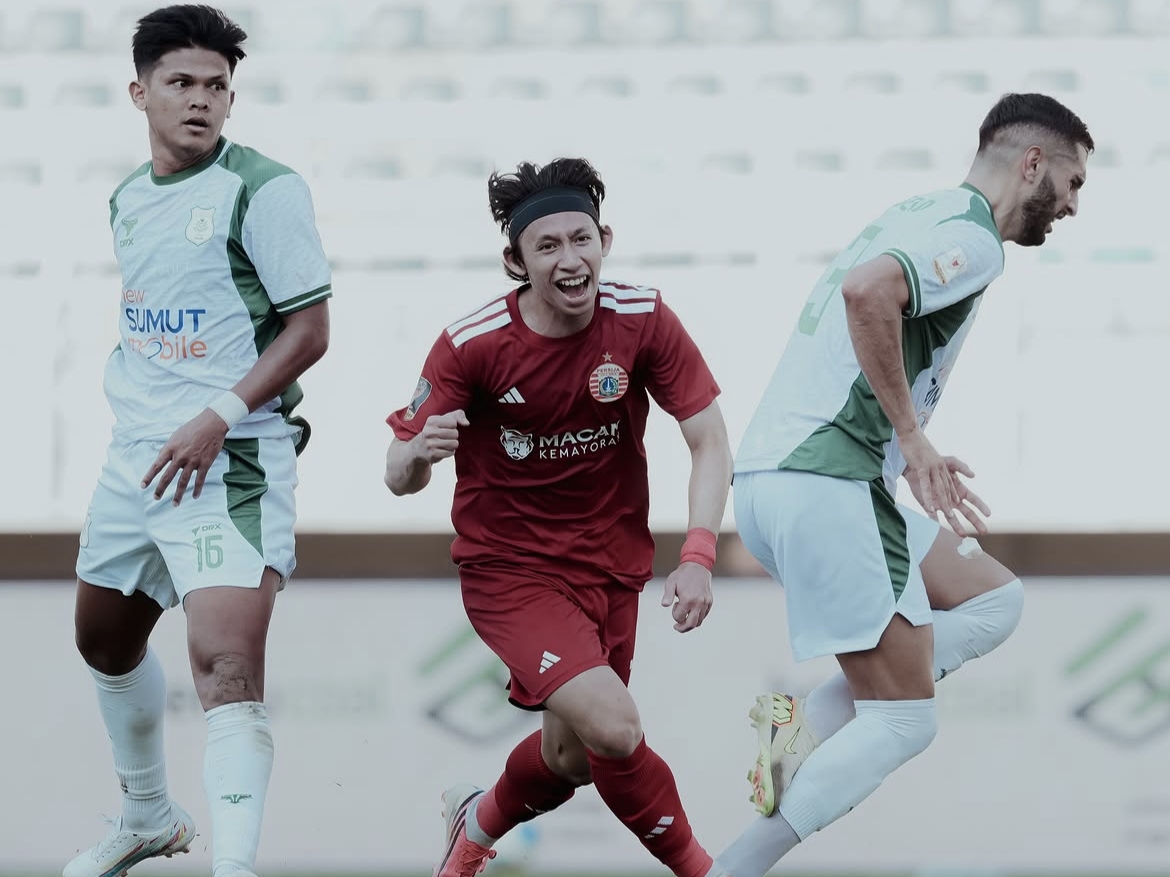 Selebrasi Arlyansyah Abdulmanan usai cetak gol ke gawang PSMS Medan. (Persija)
