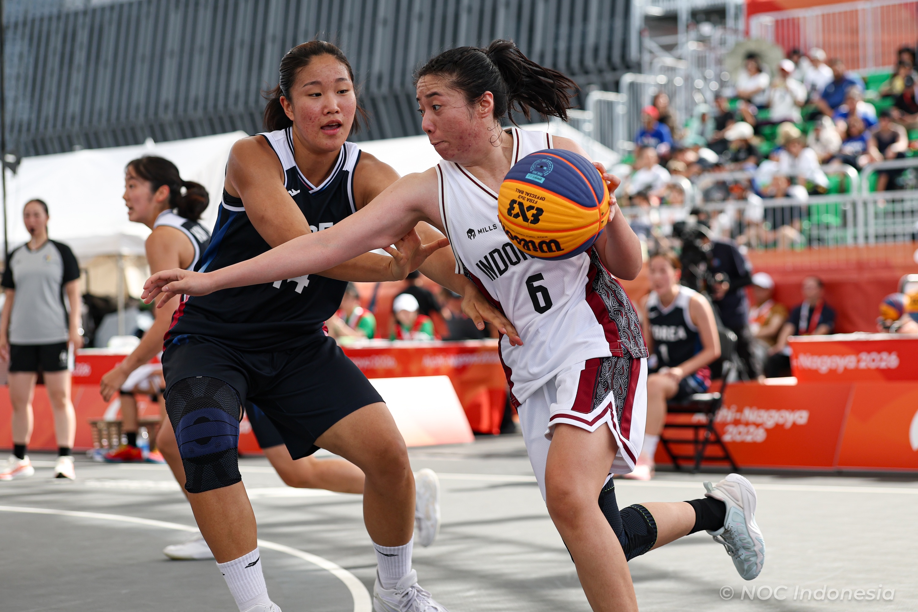 Aksi Timnas Basket 3x3 Putri Indonesia di Asian Games 2026. (NOC Indonesia)