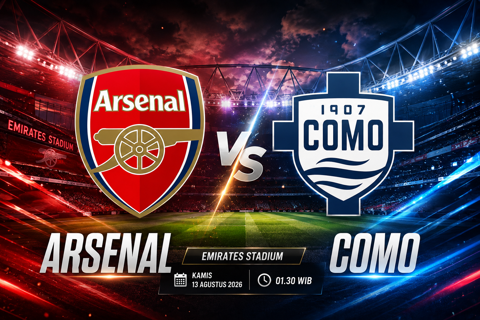 Cara Menonton Secara Gratis Arsenal vs Como di YouTube, Live Kamis (13/8) Pukul 01.30 WIB