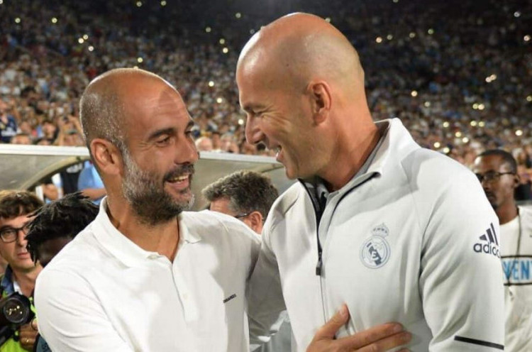 16 Besar Liga Champions: Zidane Anggap Guardiola Pelatih Terbaik Dunia