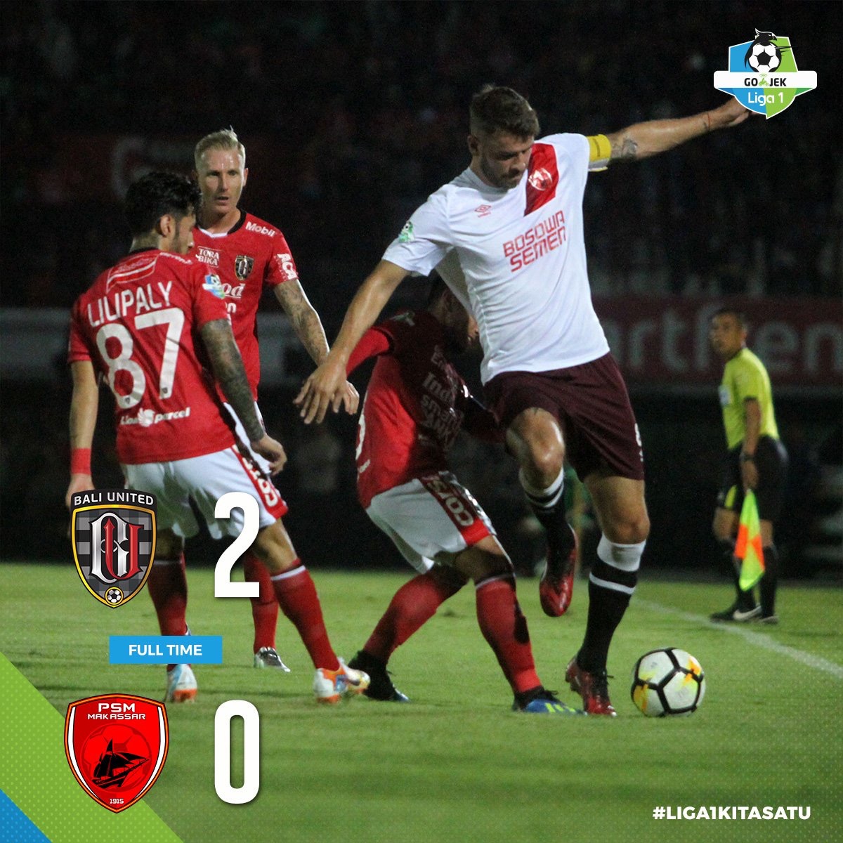 Bali United 2-0 PSM Makassar: Lilipaly dan Spaso Cetak Gol