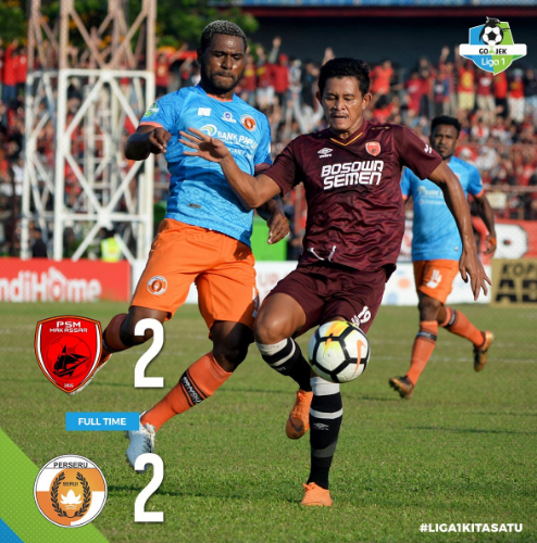 PSM Makassar 2-2 Perseru Serui, Kartu Merah Warnai Kegagalan Juku Eja Raih Tiga Angka