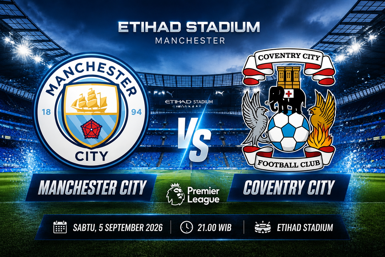 Cara Menonton dan Link Streaming Manchester City vs Coventry City, Live di Sini!