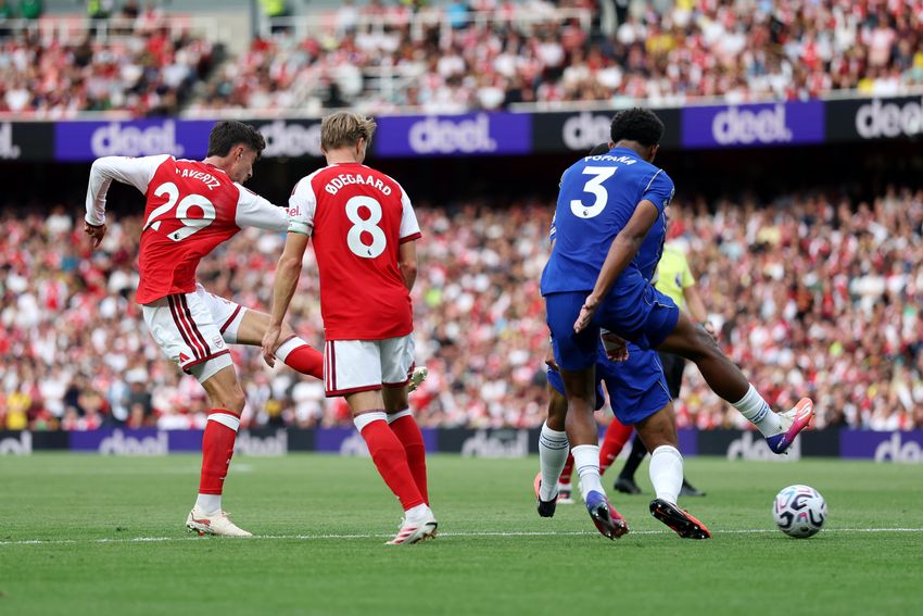 Kai Havertz cetak gol dalam laga Arsenal FC vs Chelsea FC. (Laman Resmi Premier League)