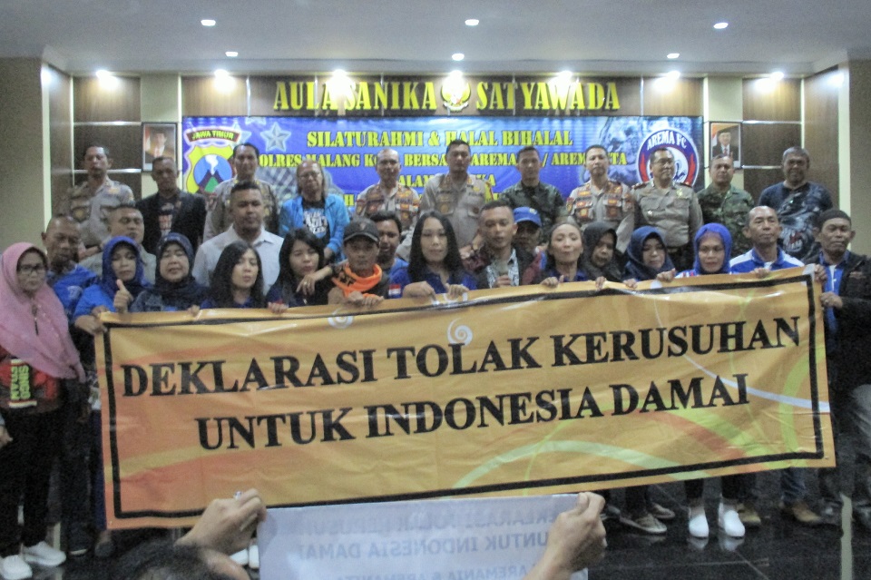 Deklarasi Tanpa Rusuh Aremania dengan Pihak Keamanan Malang Telah Digelar