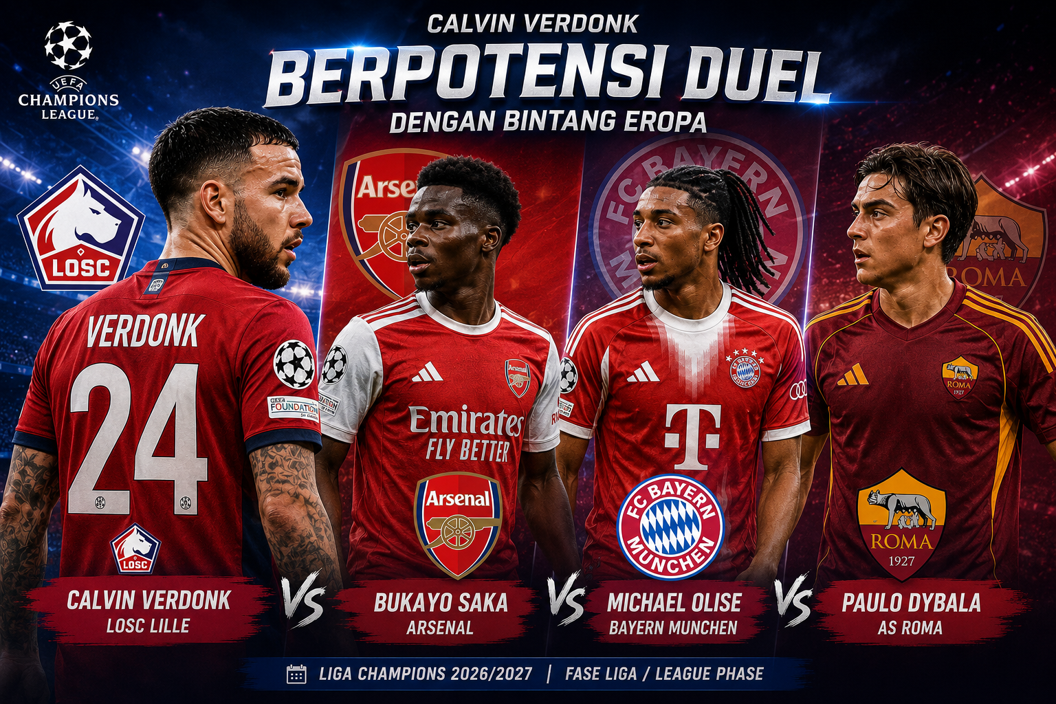 Liga Champions 2026/2027: Calvin Verdonk Berpeluang Hadapi Saka, Olise, hingga Paulo Dybala