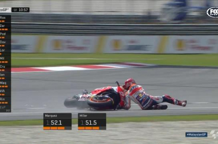 MotoGP Malaysia: Marquez Alami Kecelakaan, Pedrosa Start Terdepan