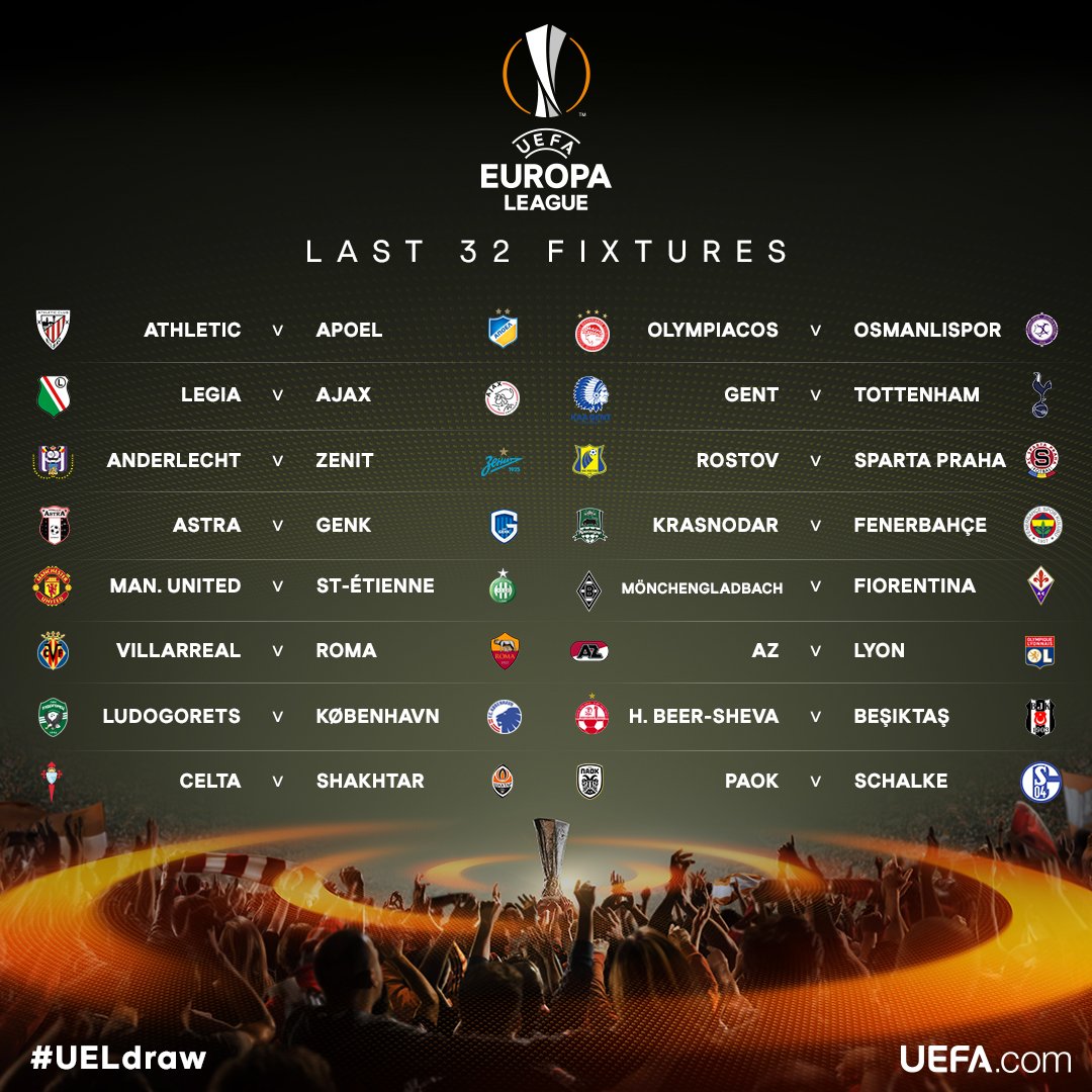 Hasil Undian Babak 32 Besar Europa League 2016/17