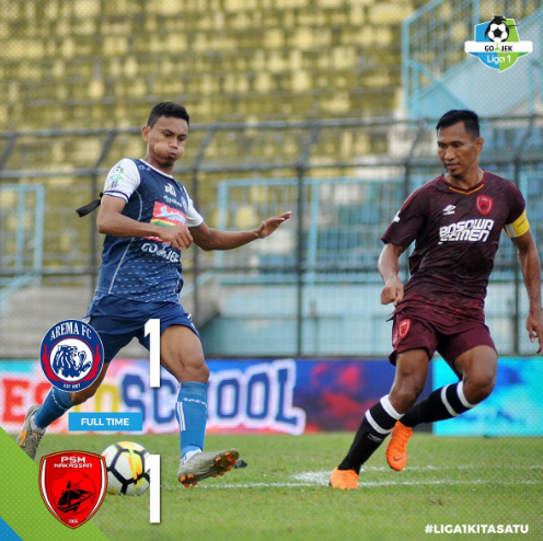 Arema FC 1-1 PSM Makassar: Thiago Furtuoso Selamatkan Singo Edan dari Kekalahan