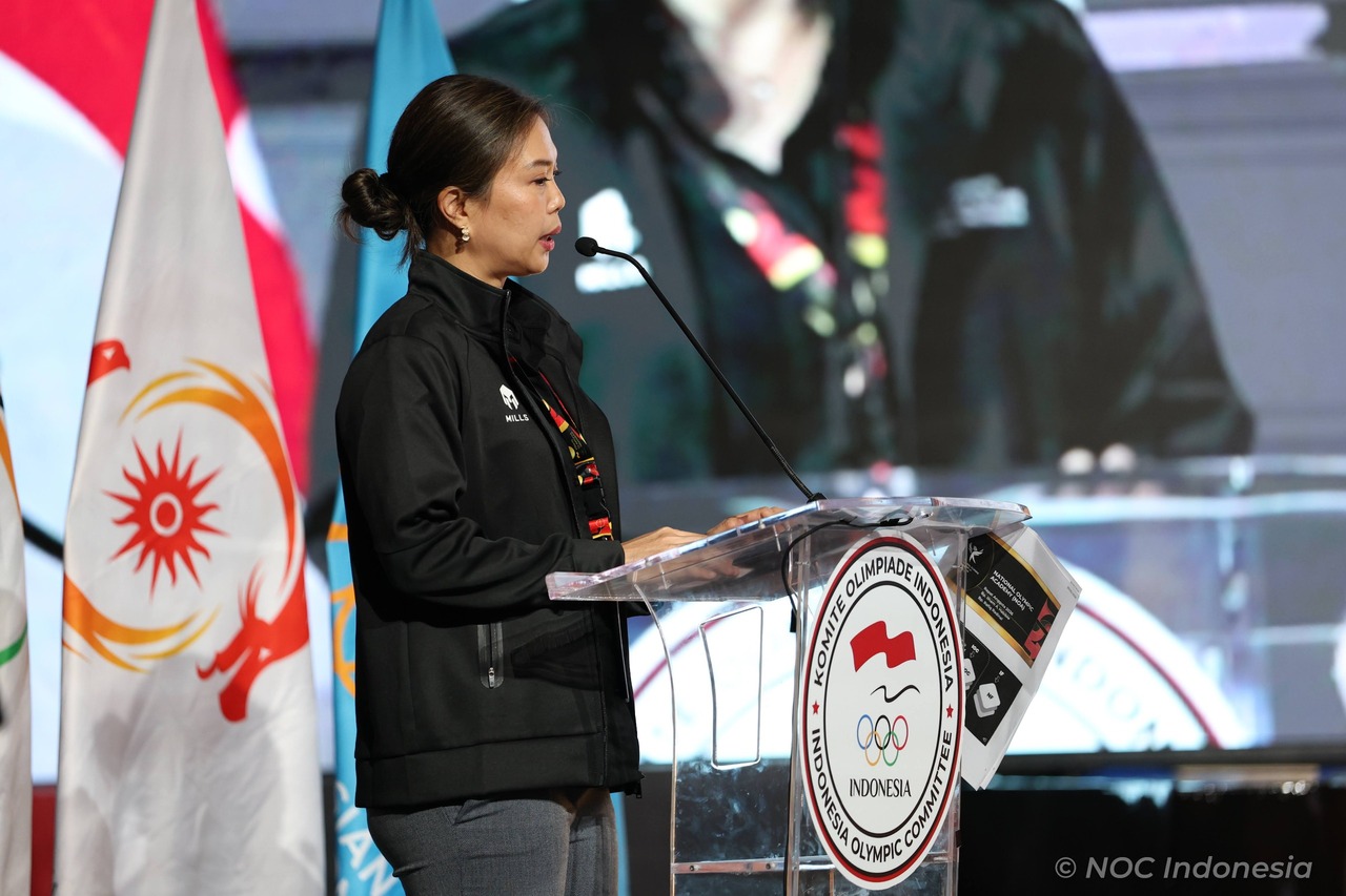 Ketua Panitia Pelaksana Asian Games Fun Run Road to Asian Games Aichi-Nagoya 2026, Tabitha Sumendap. (NOC Indonesia). (NOC Indonesia)