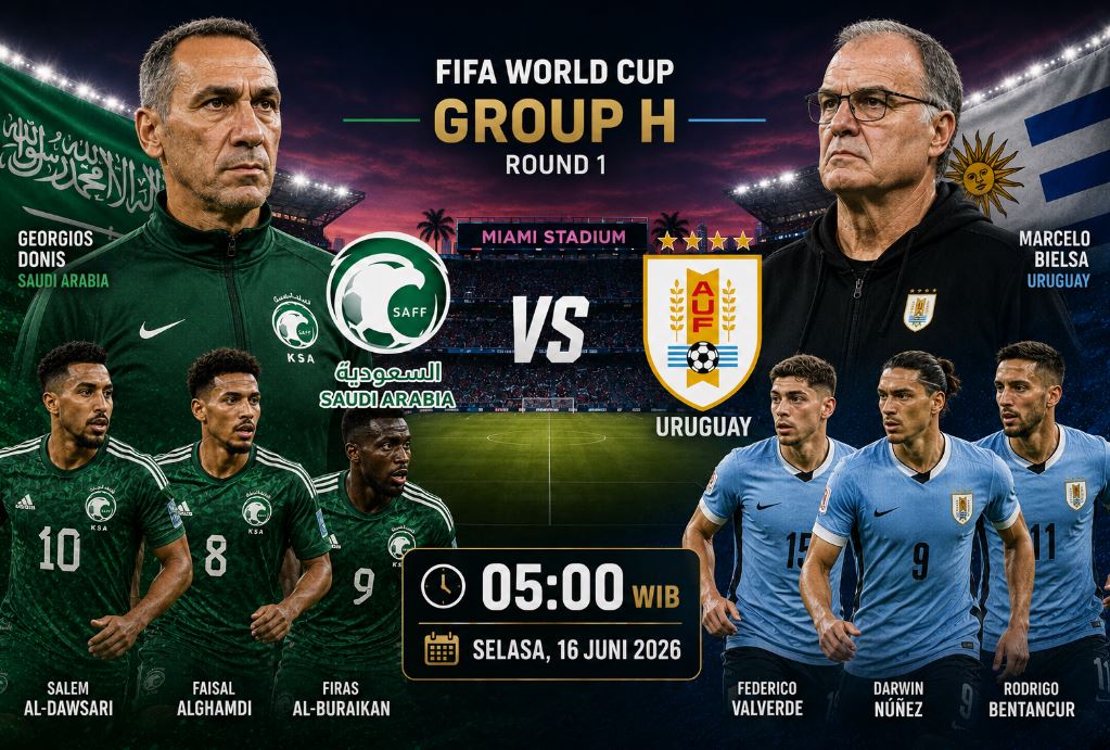 Prediksi dan Statistik Arab Saudi vs Uruguay: Motivasi dari Tim Asia di Piala Dunia 2026