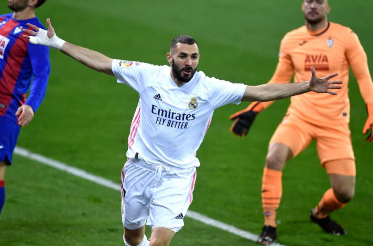 Eibar 1-3 Real Madrid, Karim Benzema Ukir Rekor di Lima Liga Top Eropa