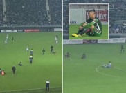 Merasa Dicurangi Wasit, Seluruh Pemain San Jorge Lakukan Protes Duduk di Lapangan