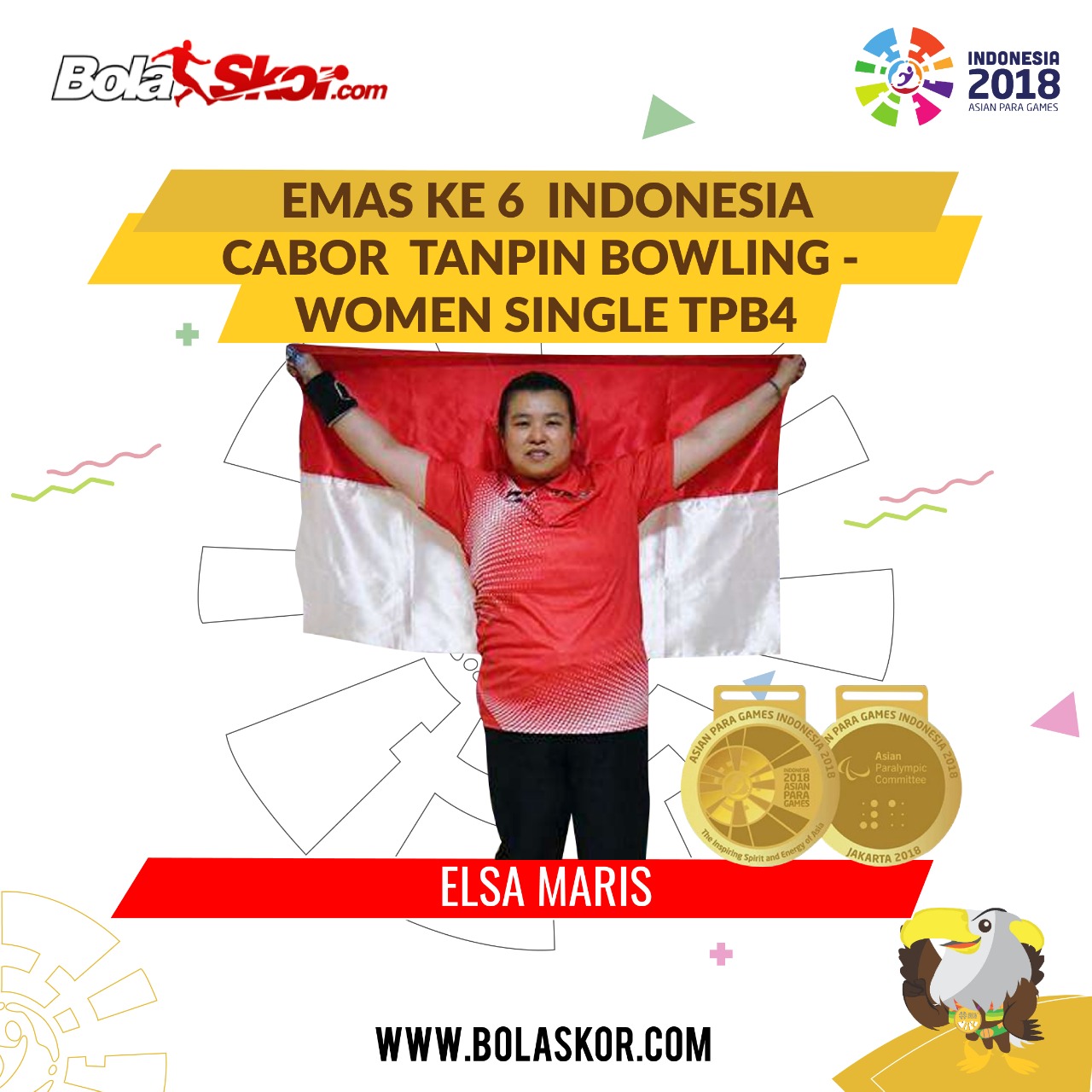 Elsa Maris Tambah Medali Emas Asian Para Games 2018 dari Bowling