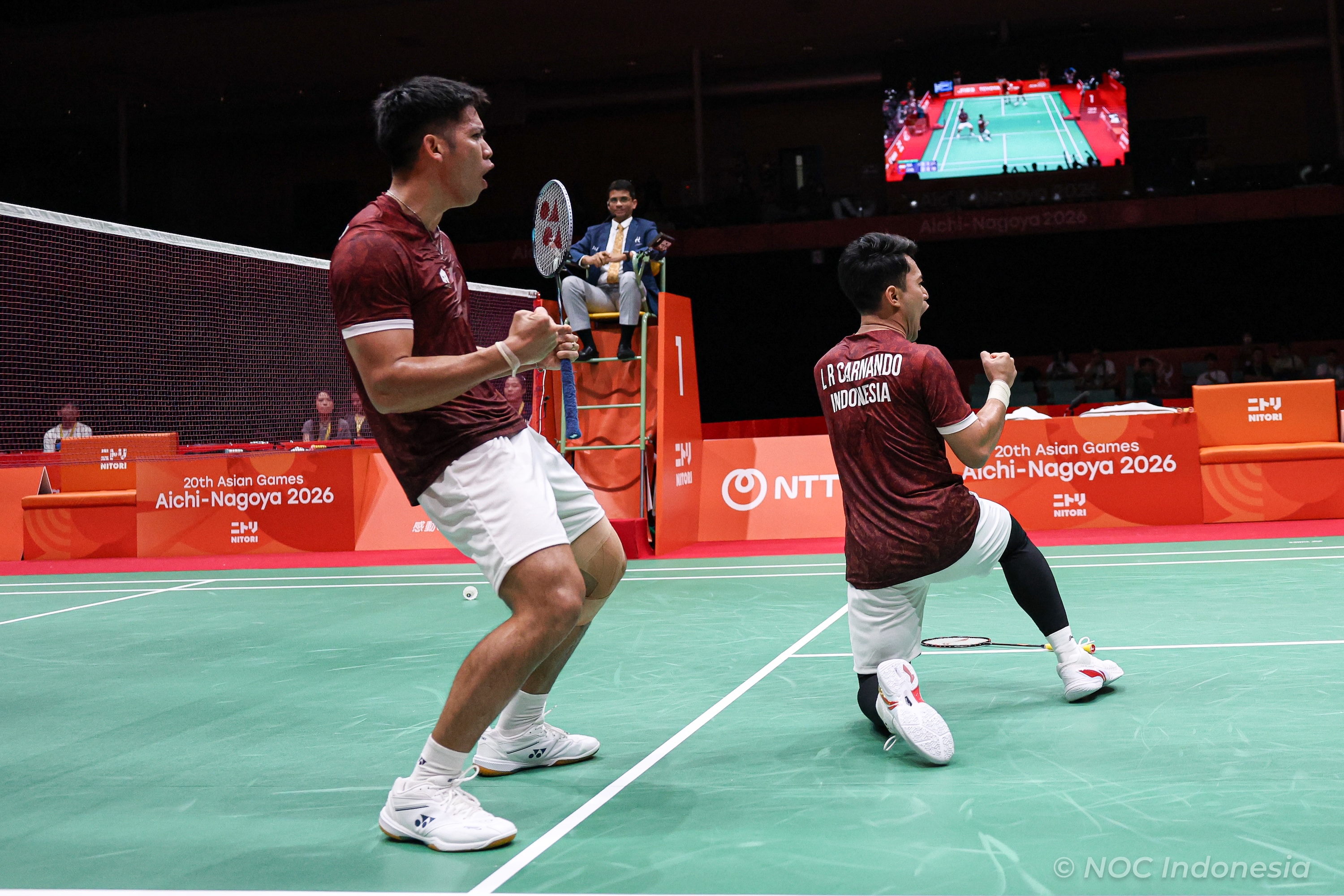 Ganda putra Indonesia, Leo Rolly Carnando/Daniel Marthin di Asian Games 2026. (NOC Indonesia)