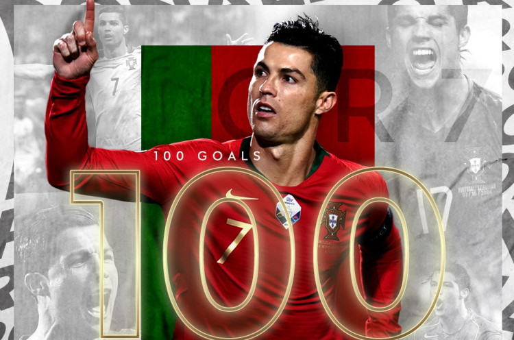 Cristiano Ronaldo Jadi Pemain Eropa Pertama yang Tembus 100 Gol di Timnas
