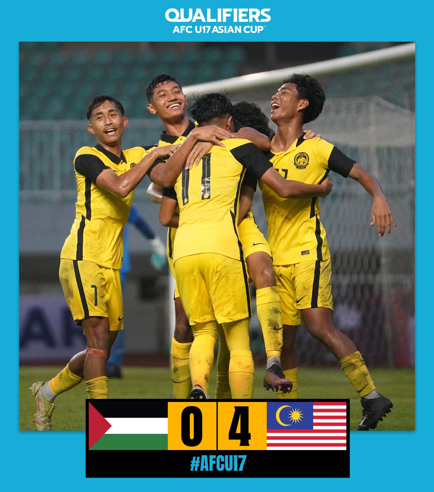 Hasil Kualifikasi Piala Asia U-17 2023: Malaysia 4-0 Palestina, UEA 9-0 