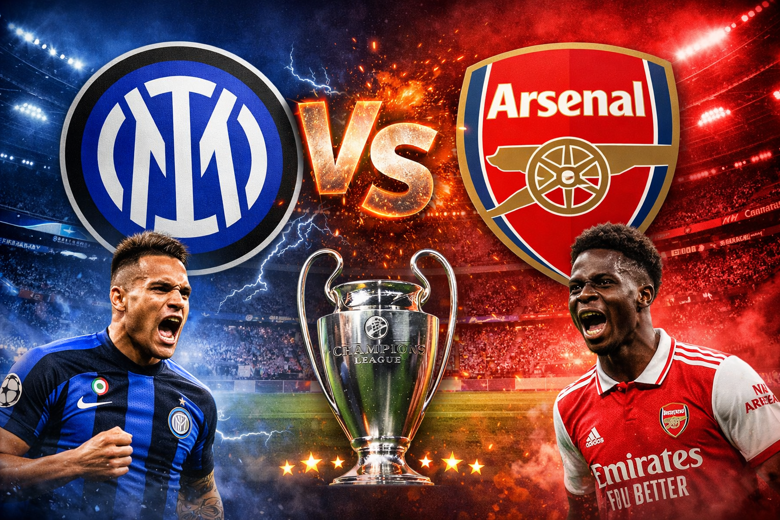 Superkomputer Prediksi Hasil Inter Milan vs Arsenal: Nerazzurri Unggul Sangat Tipis