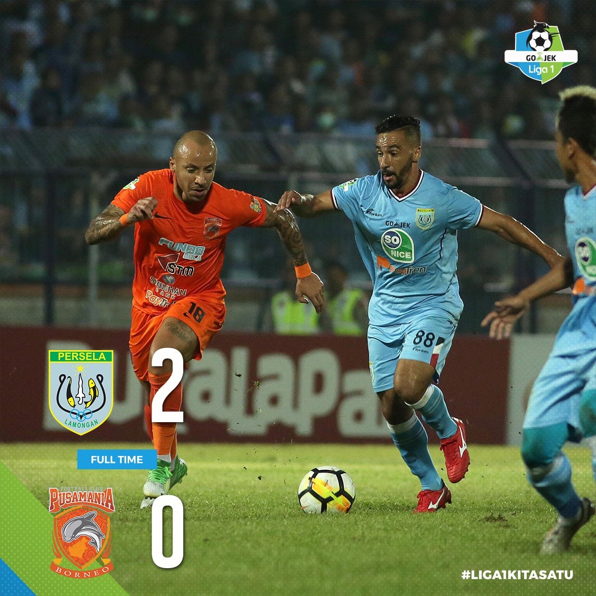 Persela Lamongan 2-0 Borneo FC: Laskar Joko Tingkir Keempat Besar