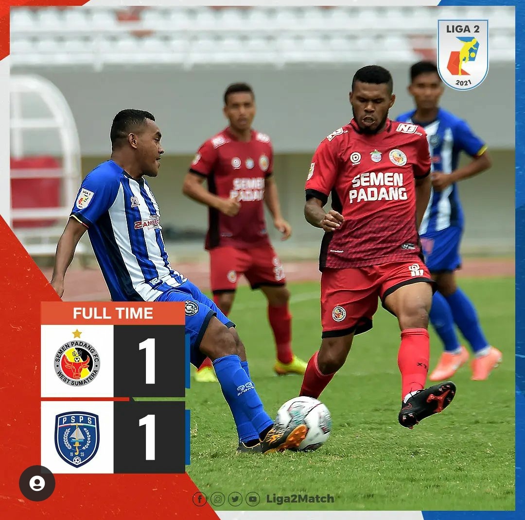 Hasil Liga 2: Semen Padang Imbang, Sriwijaya FC dan Kalteng Putra Menang