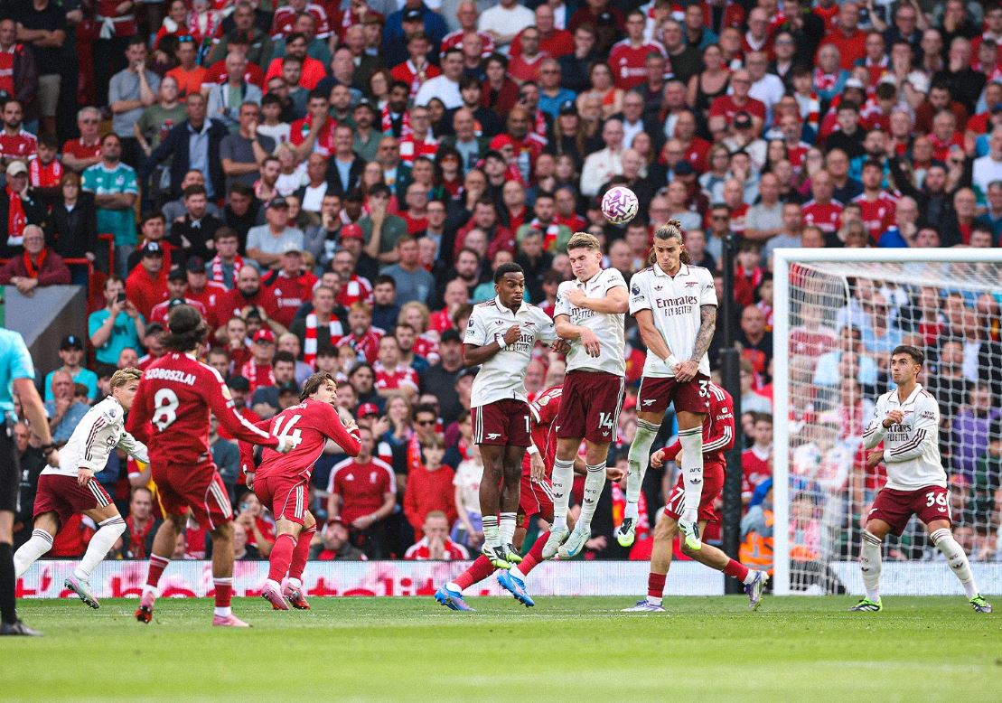  Liverpool 1-0 Arsenal, Gol Tendangan Bebas Dominik Szoboszlai Jadi Pembeda