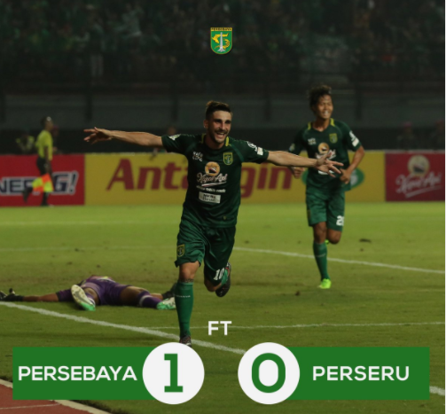 Persebaya Surabaya 1-0 Perseru Serui: Robertino Pugliara Jadi Pahlawan