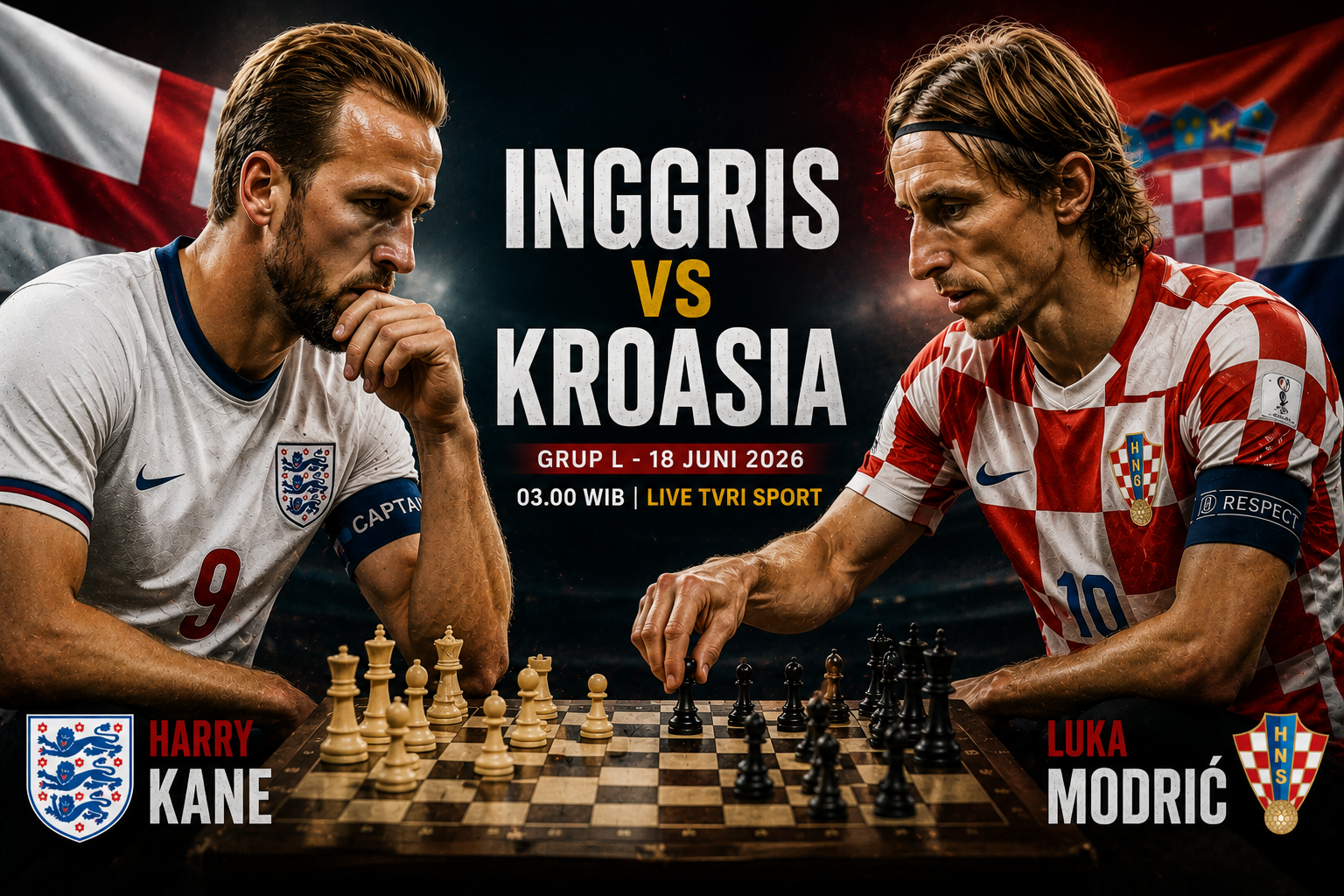 Jadwal Siaran Langsung dan Link Streaming Inggris vs Kroasia, Live TVRI Kamis (18/6) Pukul 03.00 WIB