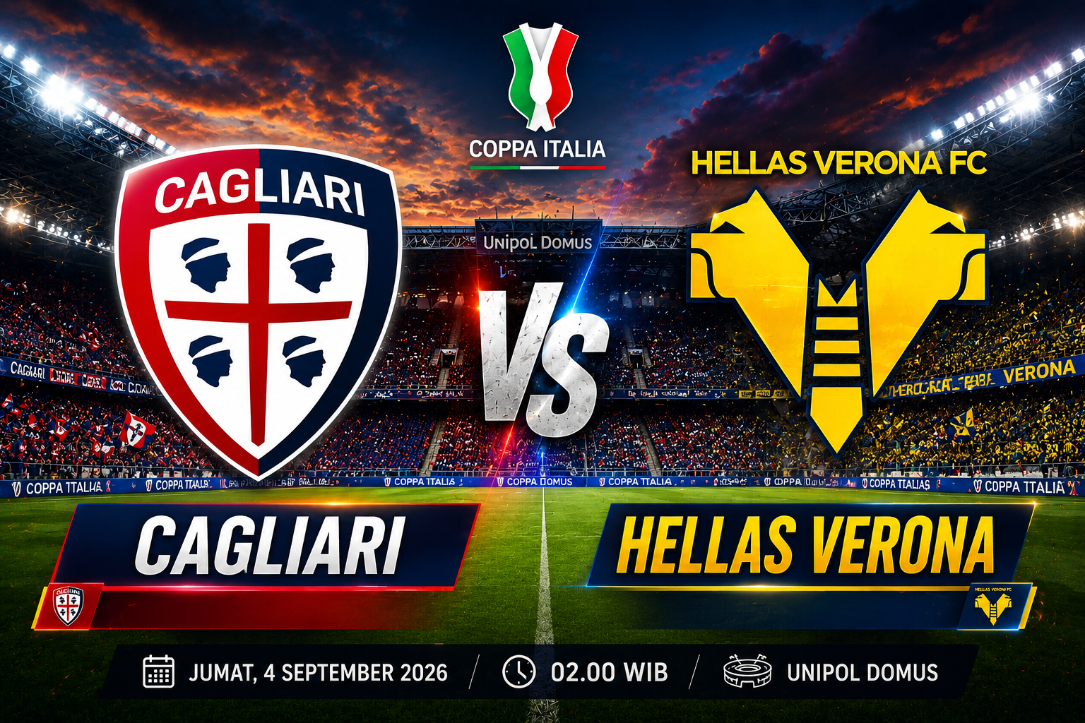 Prediksi dan Link Streaming Cagliari vs Hellas Verona: Duel Panas di Coppa Italia