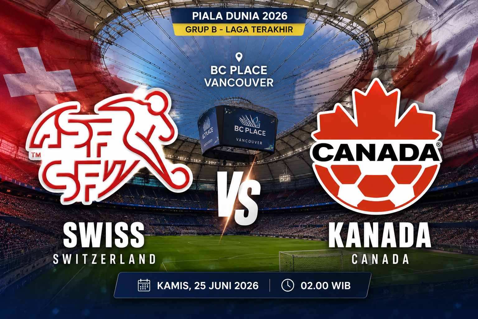 Prediksi dan Statistik Swiss vs Kanada: Berebut Status Juara Grup B