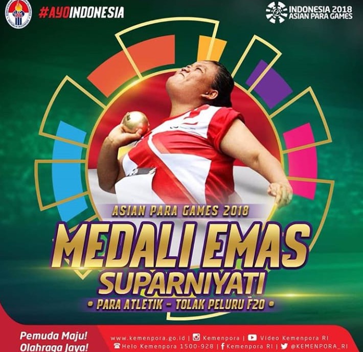 Suparniyati Tambah Medali Emas Indonesia di Asian Para Games 2018
