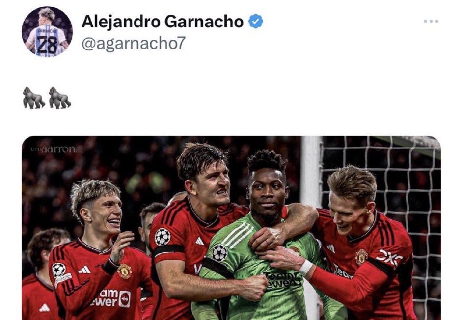 Andre Onana Tegaskan Tidak Tersinggung dengan Emoji Gorila dari Alejandro Garnacho
