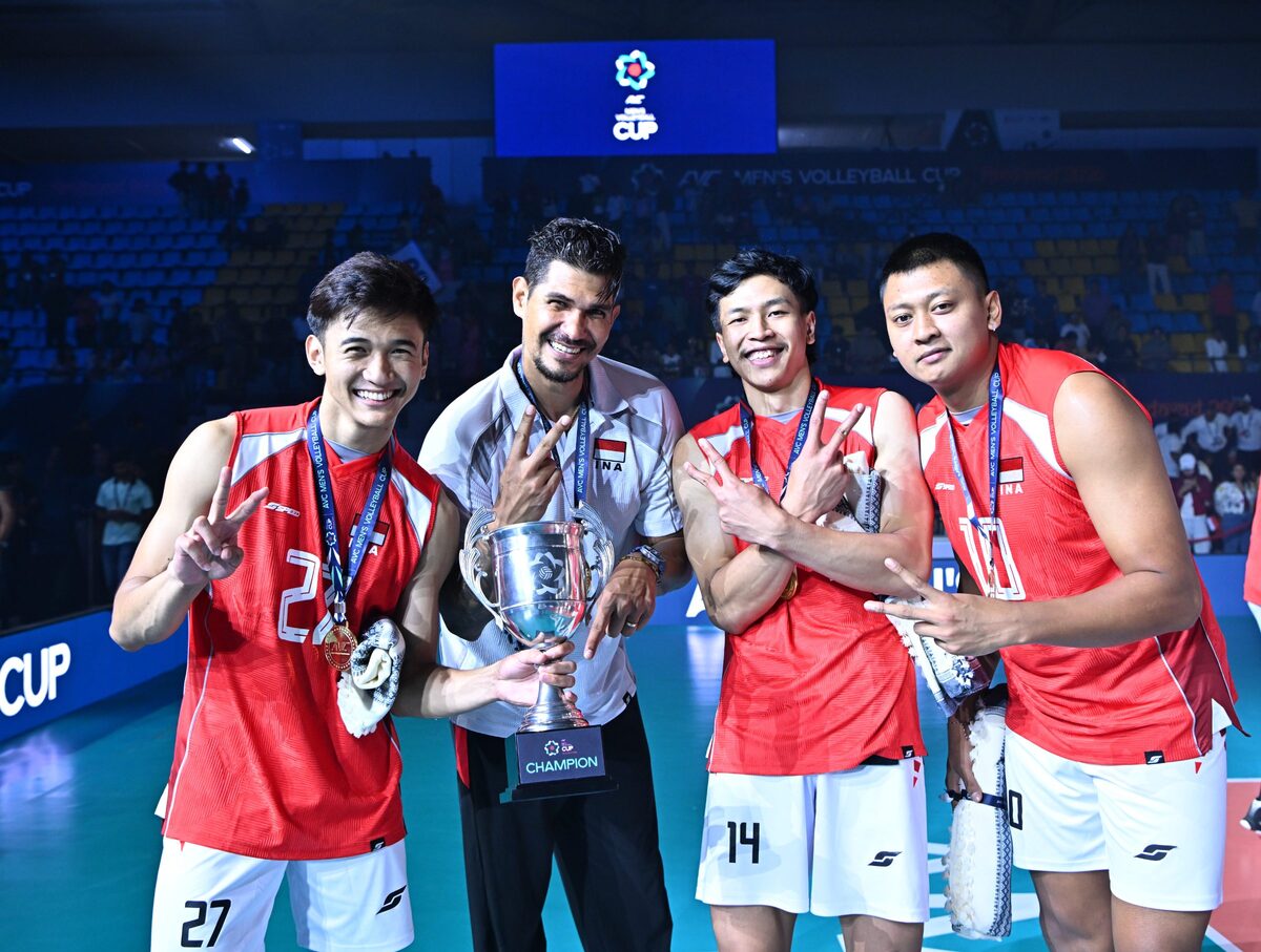 Timnas voli putra Indonesia usai juara AVC Cup 2026. (AVC)