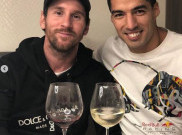 Lionel Messi dan Luis Suarez Minum Wine Rayakan Sukses El Clasico