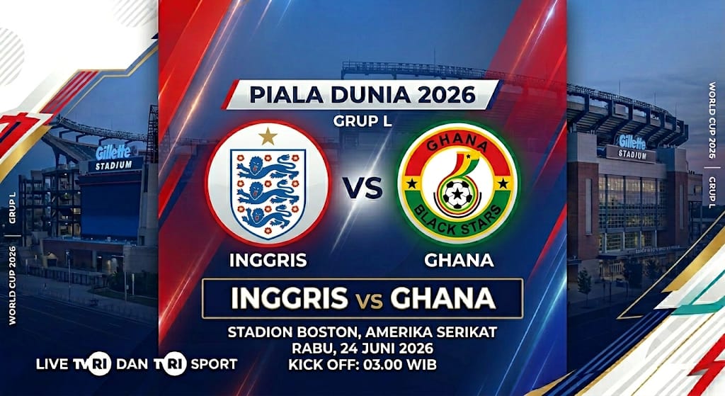 Jadwal Siaran Langsung dan Link Streaming Inggris vs Ghana, Live TVRI Rabu (24/6) Pukul 03.00 WIB