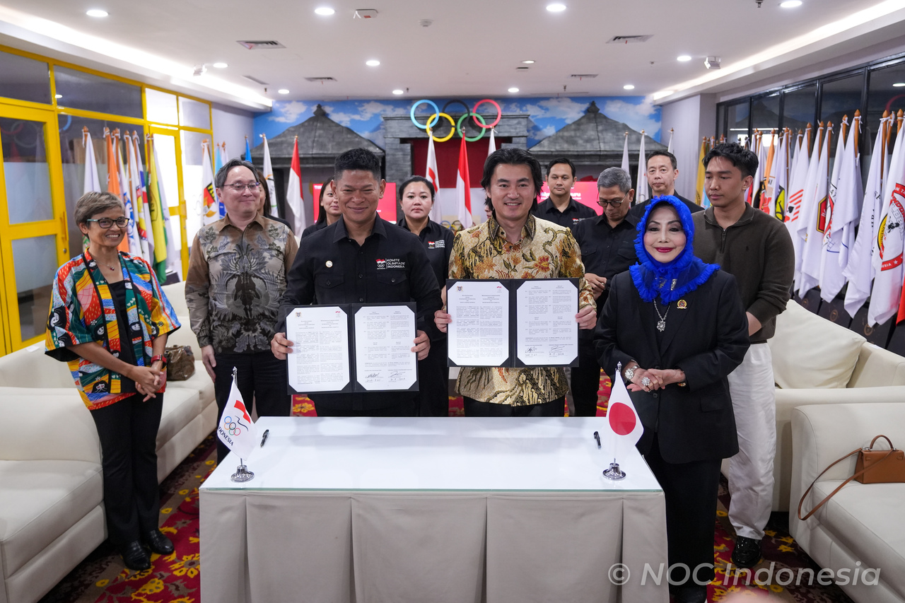 NOC Indonesia dan Guardian Girls International menandatangani nota kesepahaman (MoU). (NOC Indonesia)