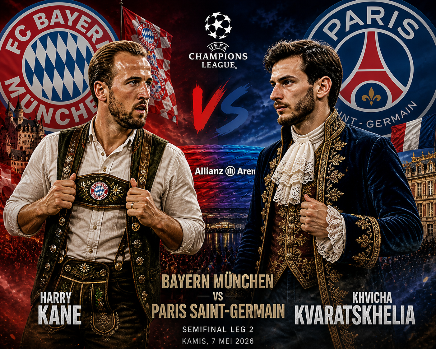 Jadwal Siaran Langsung dan Link Streaming Bayern Munchen vs PSG, Live Kamis (7/5) Pukul 02.00 WIB