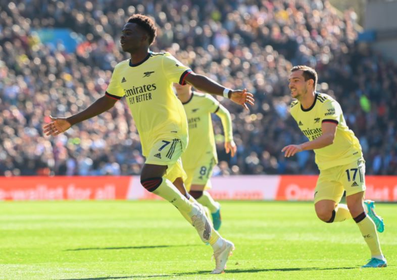 Aston Villa 0-1 Arsenal: Bukayo Saka Cetak Gol ke-2000 The Gunners
