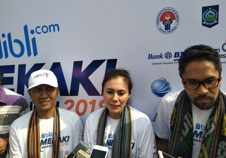 Wulan Guritno Ajak Masyarakat Lombok untuk Bangkit Lewat Mekaki Marathon 2018
