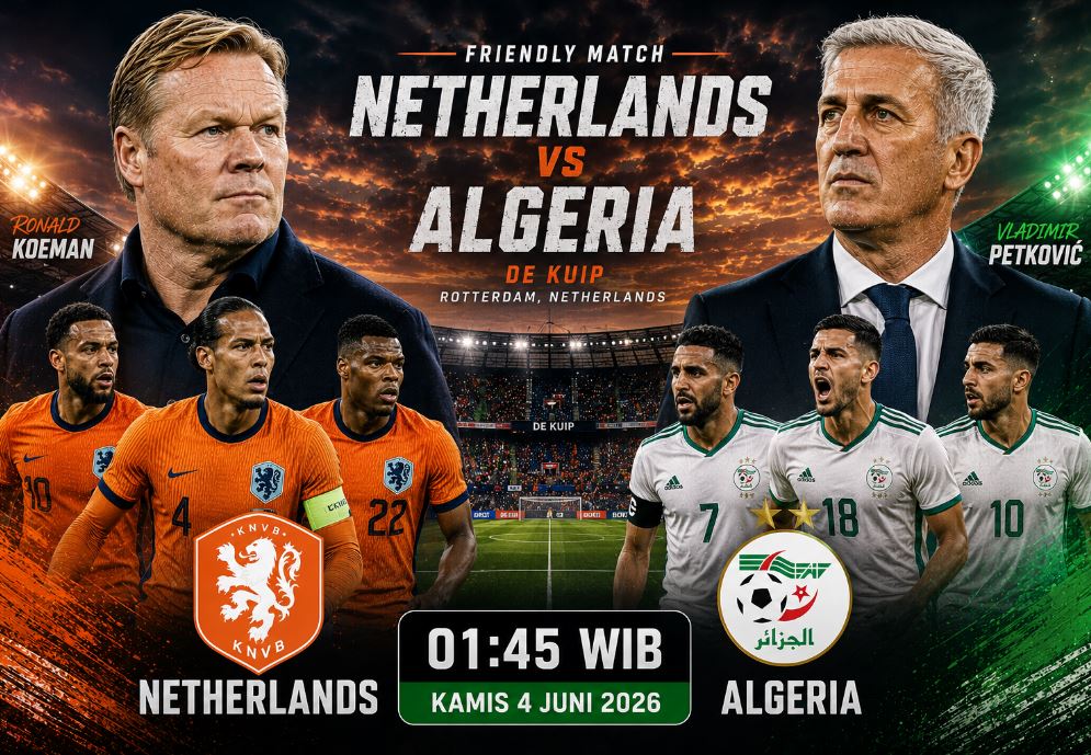 Jadwal Live Streaming Belanda vs Aljazair, Kick-off di De Kuip pada Kamis (04/06) Dini Hari WIB