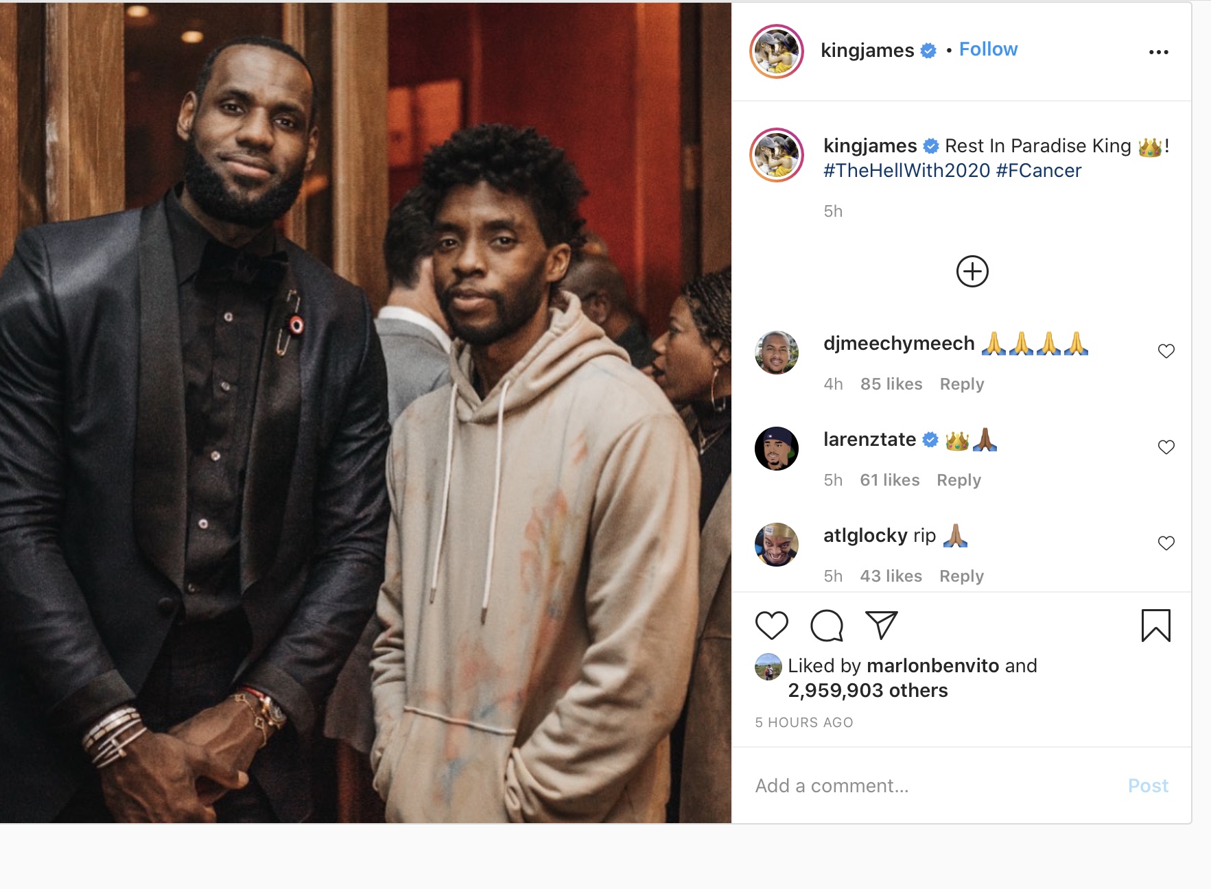 Chadwick Boseman Tutup Usia, LeBron James dan Bintang NBA Berduka