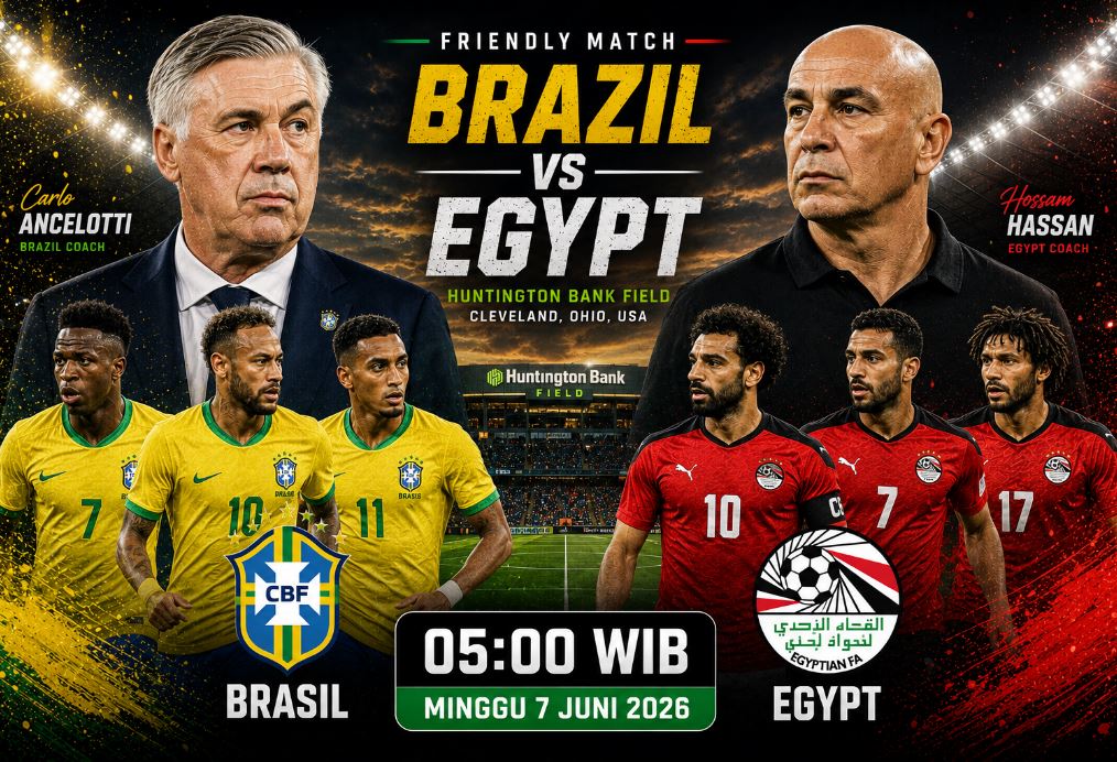 Prediksi dan Statistik Brasil vs Mesir: Duel Vinicius Junior dengan Mohamed Salah di Huntington Bank Field