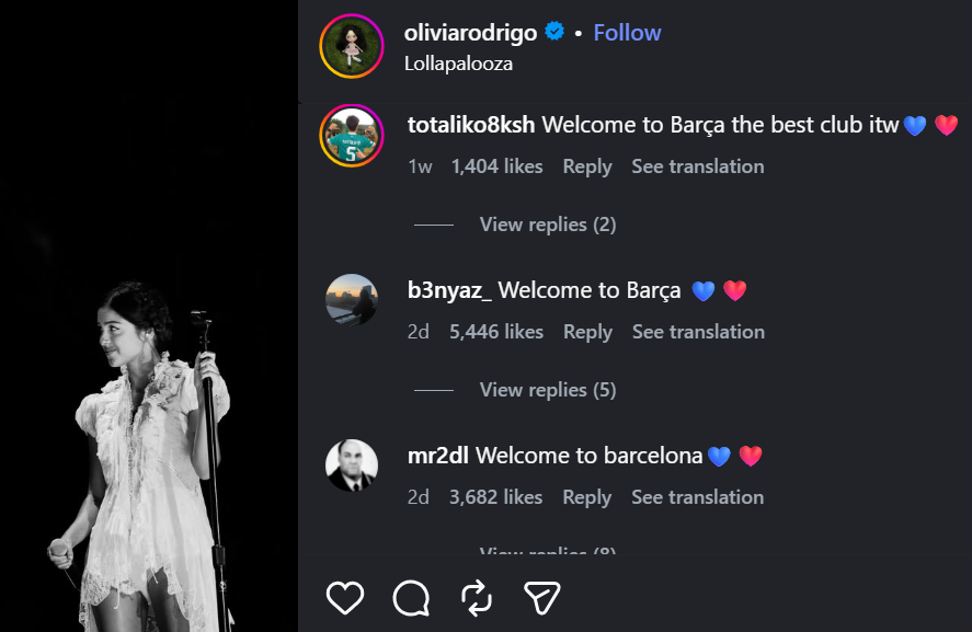 Rodri Tidak Punya Instagram, Fans Barcelona Pilih Ucapkan Selamat di Akun Penyanyi Olivia Rodrigo